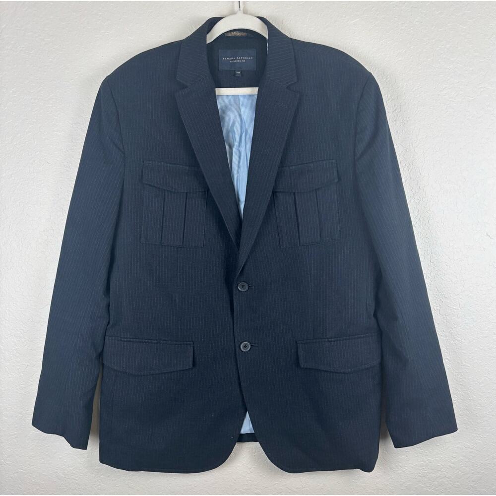 Banana Republic Tailored Fit Navy Blue Pinstripe Sport Coat Suit Jacket Size 44R